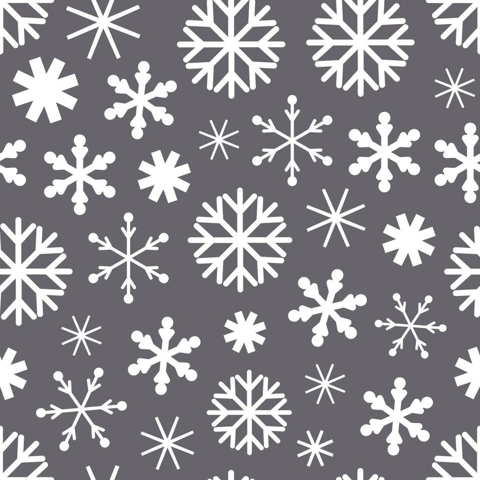 Winter seamless pattern from snowflakes. Fabulous background for design on theme of cozy winter, New Year, Christmas. Flat cute baby illustrations vector