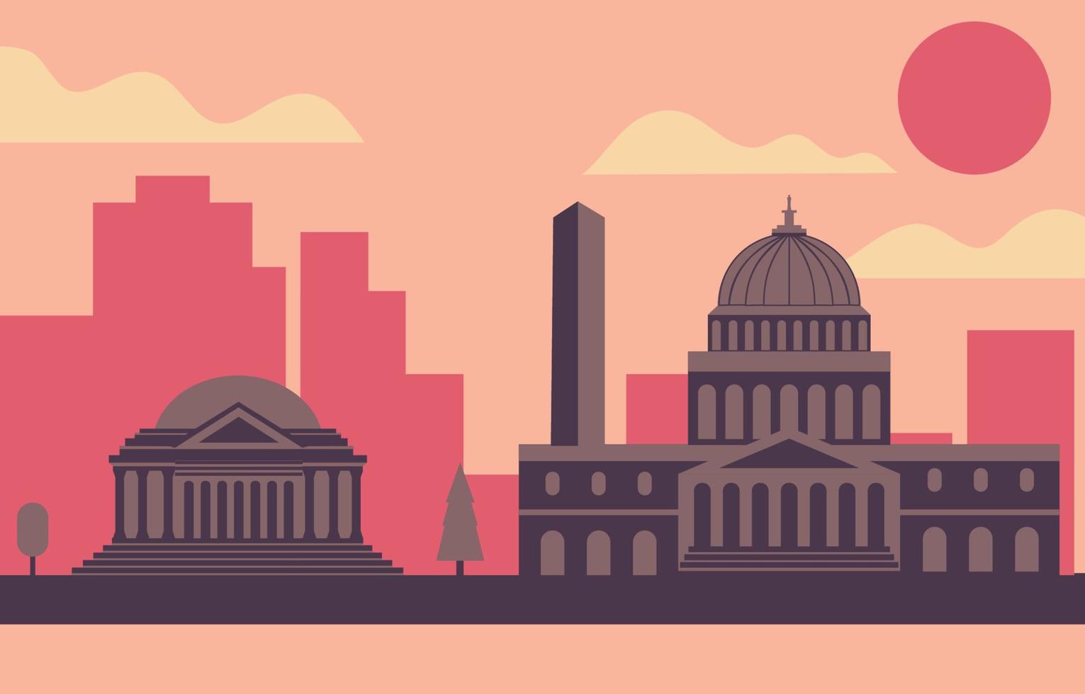 Washington dc city illustration flat vector