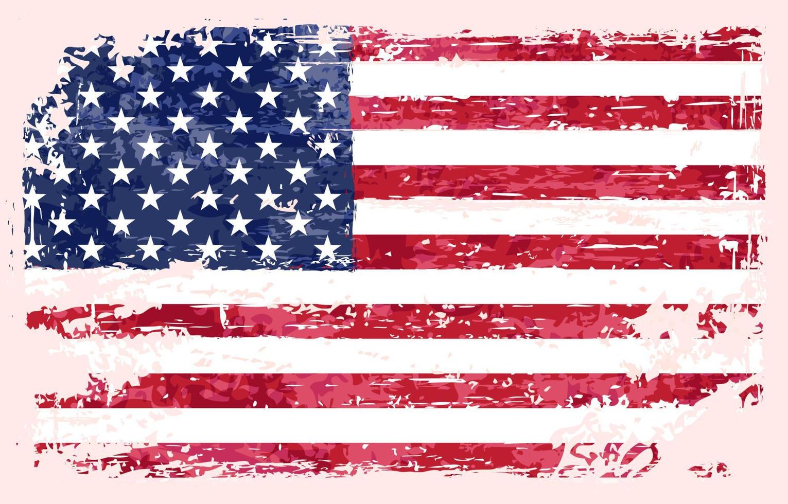bandera americana angustiada con efecto grunge vector
