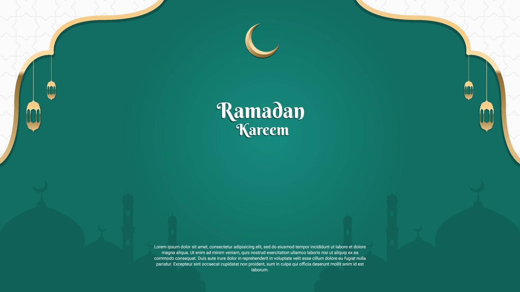 diseño de fondo islámico con linternas y mezquita, adecuado para el ramadán vector