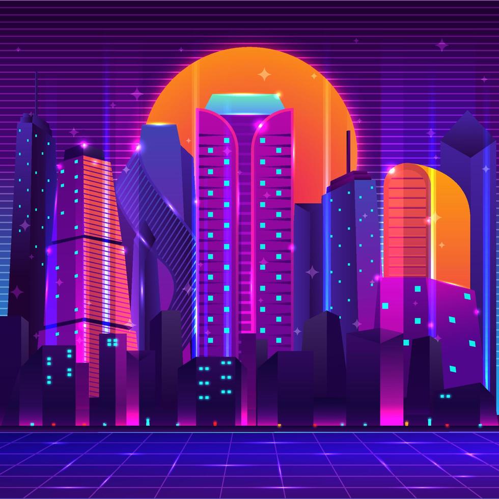 Night Skyscraper Background vector