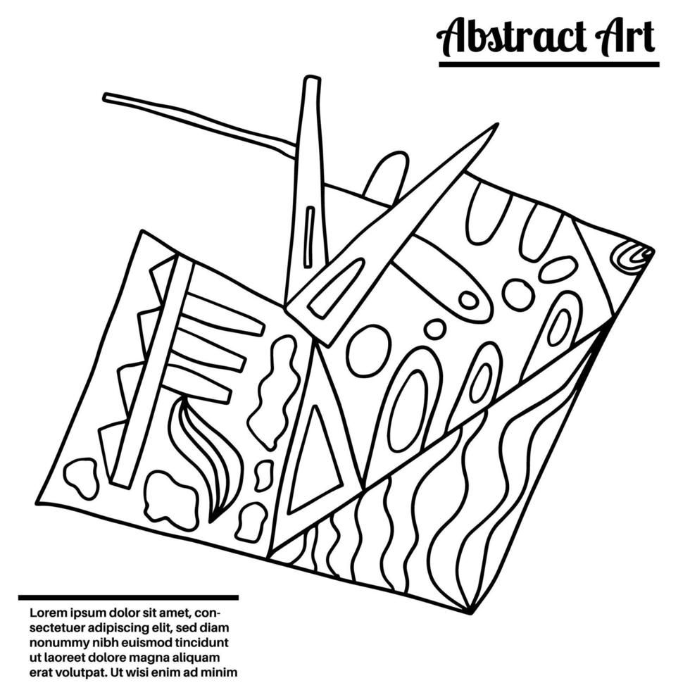 Cute abstract doodle artistic sketch isolated on white background. Crazy messy doodle art with different shapes, curls. Fantasy card. vector