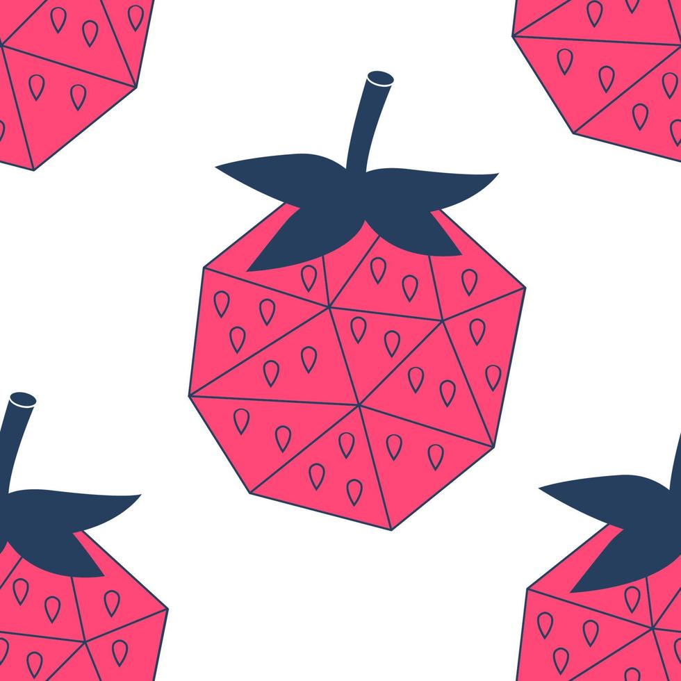 Cartoon doddle strawberry seamless pattern. Summer fruit background. Infinity berry card. vector