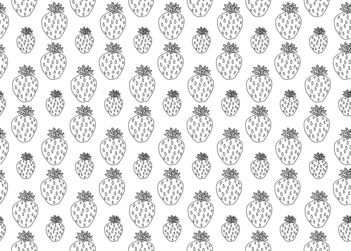 Cartoon doddle strawberry seamless pattern. Summer fruit background. Infinity berry card. vector