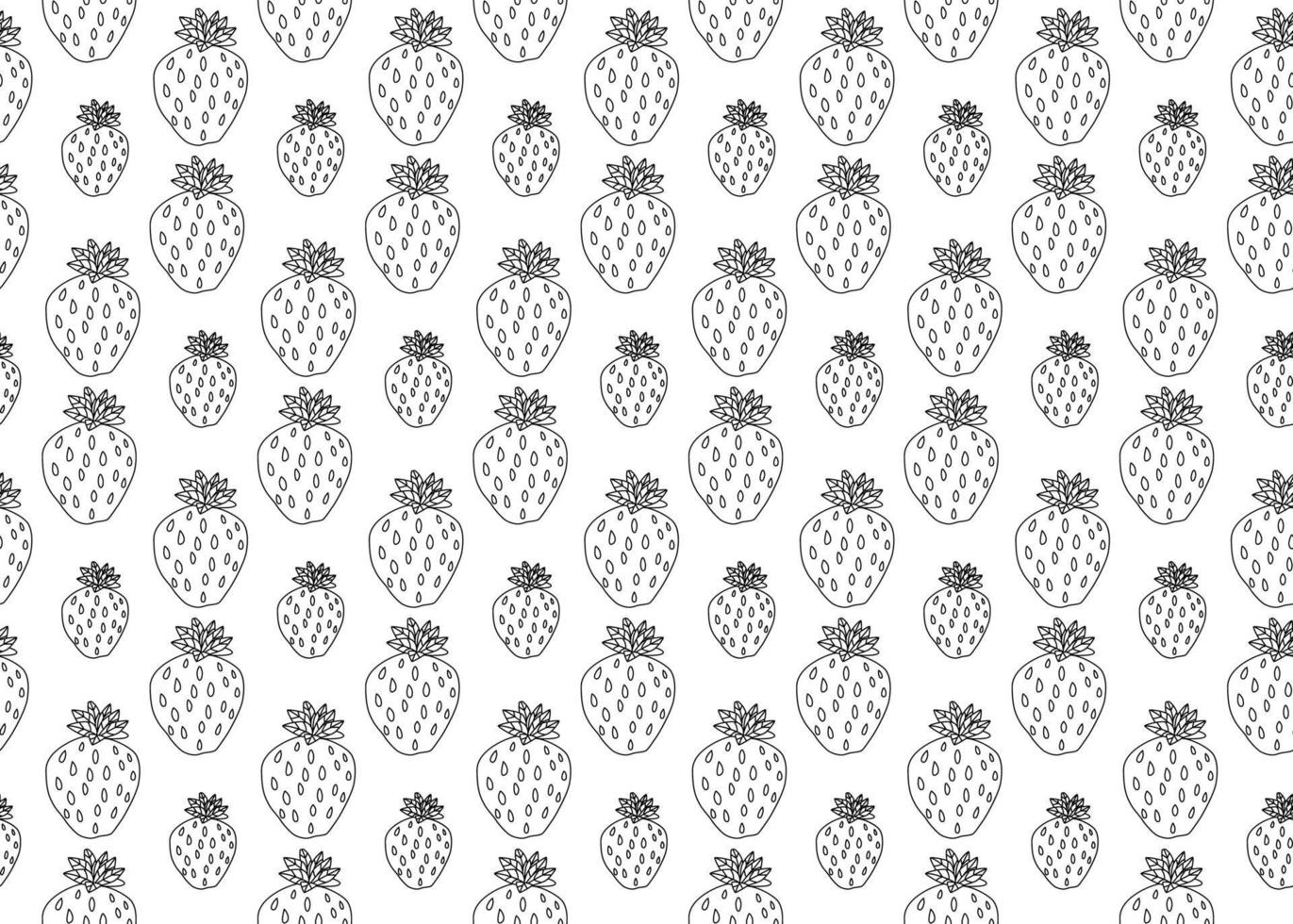 Cartoon doddle strawberry seamless pattern. Summer fruit background. Infinity berry card. vector