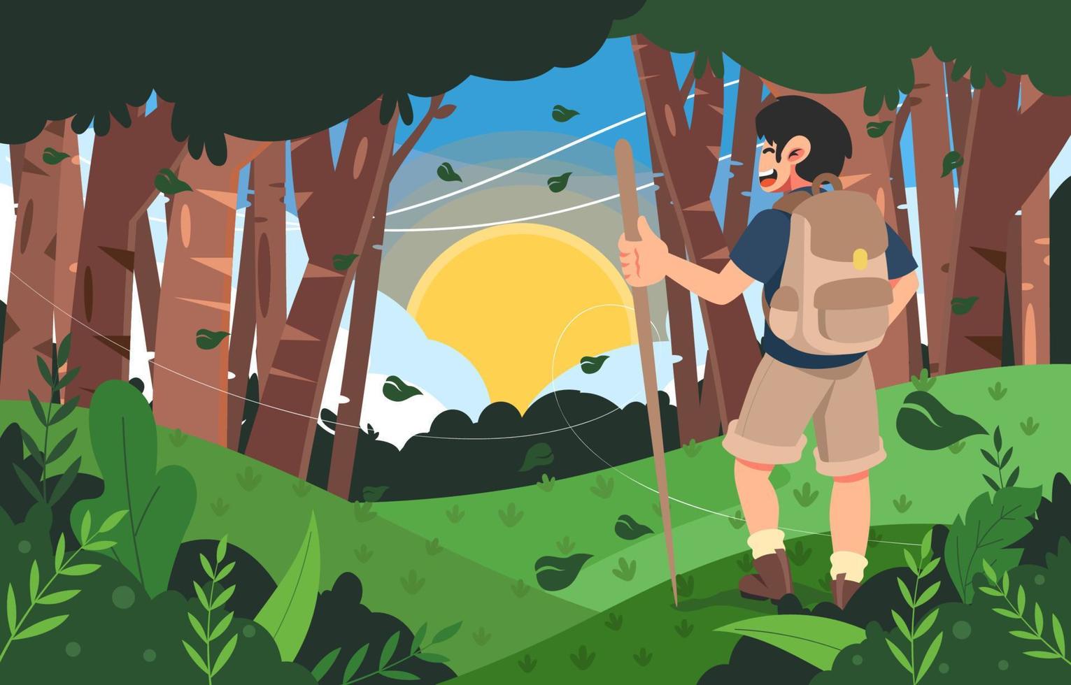 Summer Hiking in The Forest vector
