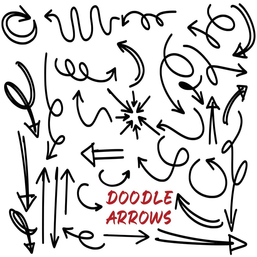 Vector doodle arrows set isolated on white