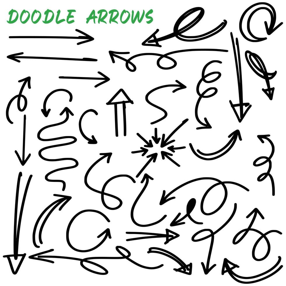 Set of Hand drawn vector arrows doodle on white background.design element vector illustration