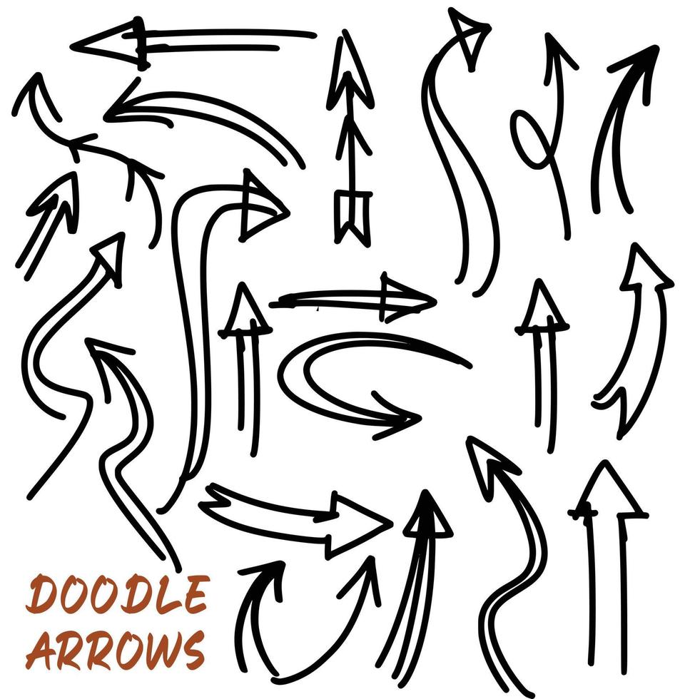 colección de flechas vectoriales.el objeto dibujado del pincel.flechas sobre un fondo blanco.pincel abstracto pintado a mano y flechas de trazo vector