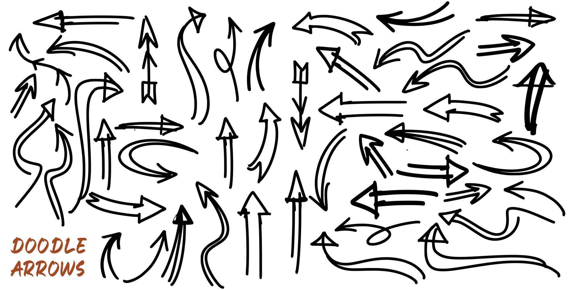 Set of Hand drawn vector arrows doodle on white background.design element vector illustration