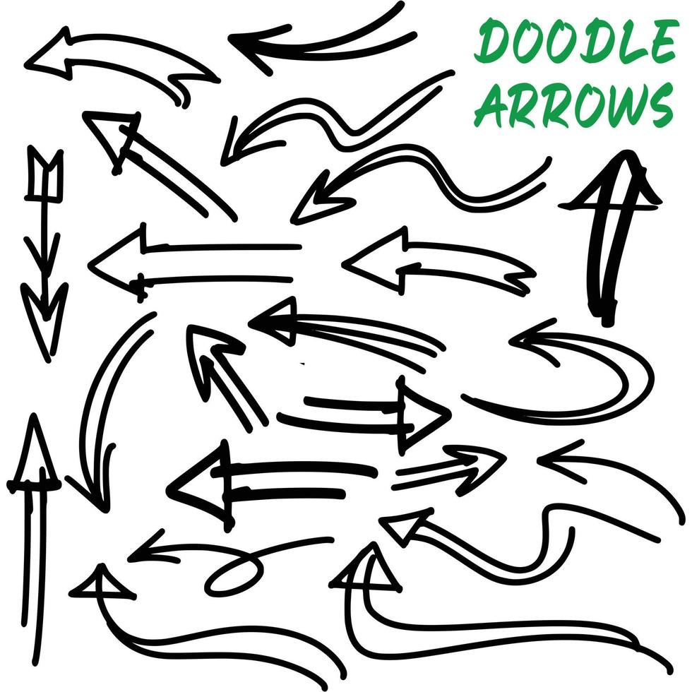 Collection of vector arrows.The drawn object of the brush.Arrows on a white background.Abstract hand-painted brush and stroke arrows