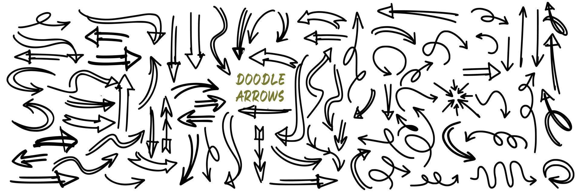 flechas del bosquejo del doodle vector