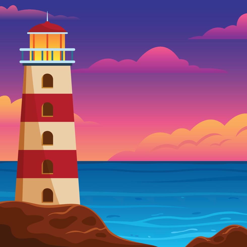 Light House On The Beach vector