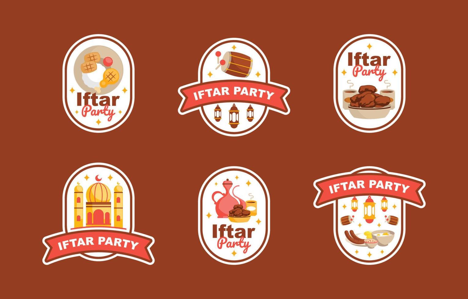Iftar Party Label Collection vector