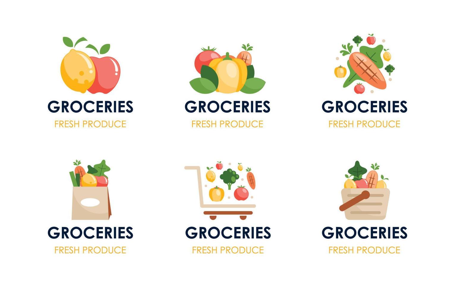 Groceries Shop Logo Collection vector