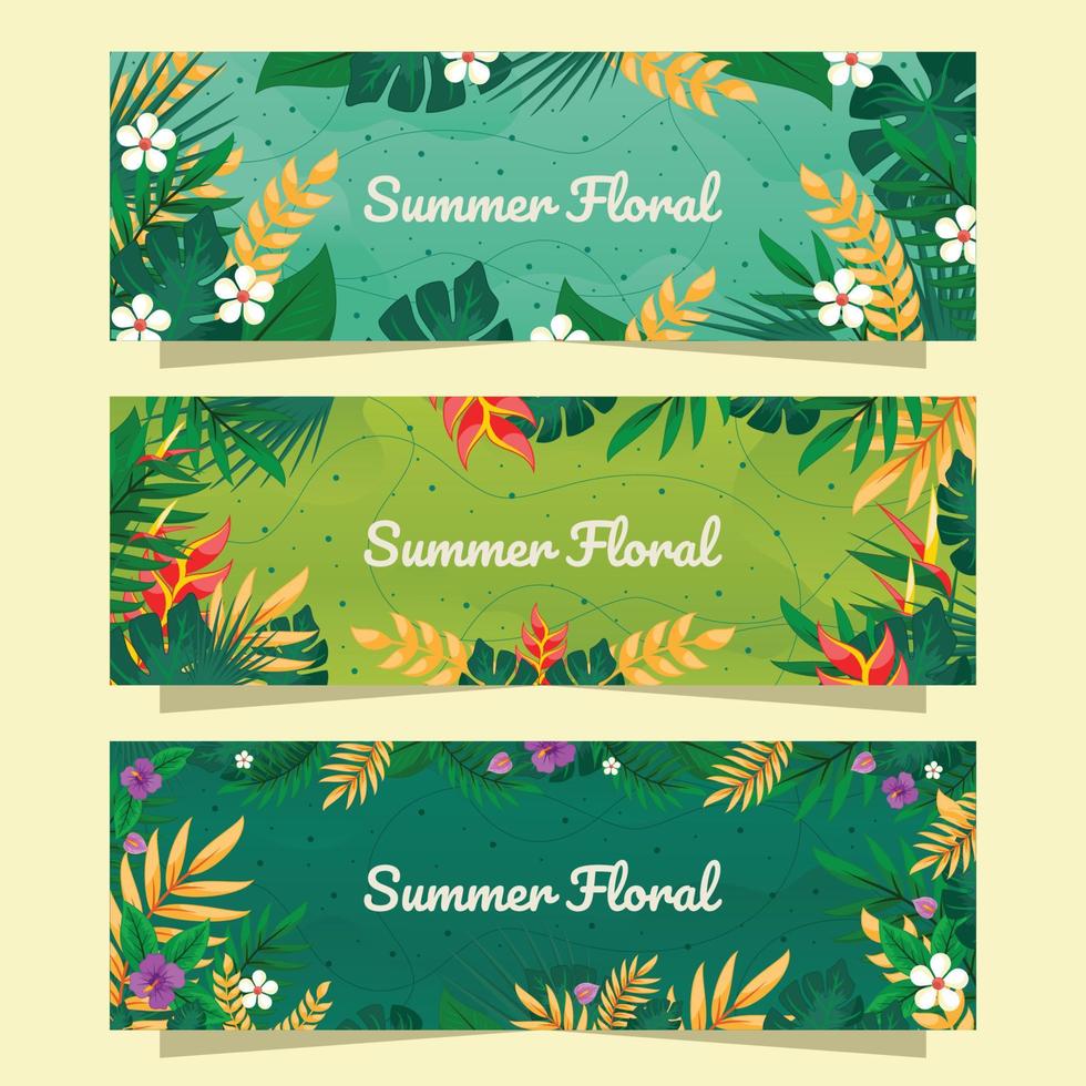 Summer Floral Banner vector
