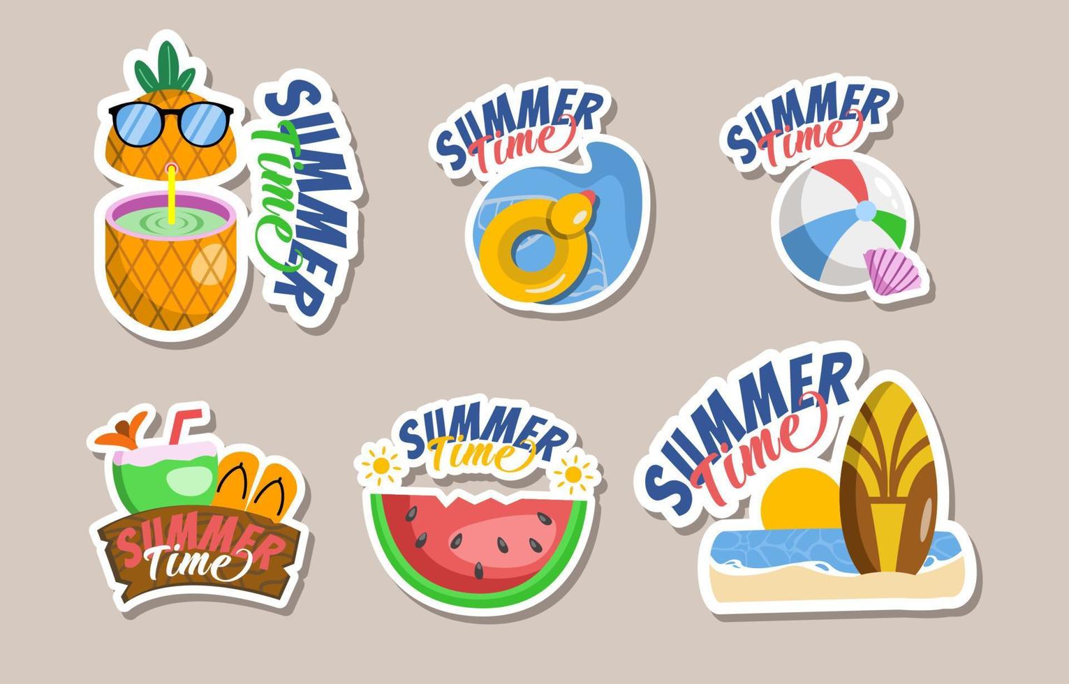 Set of Summer Sticker Collection vector