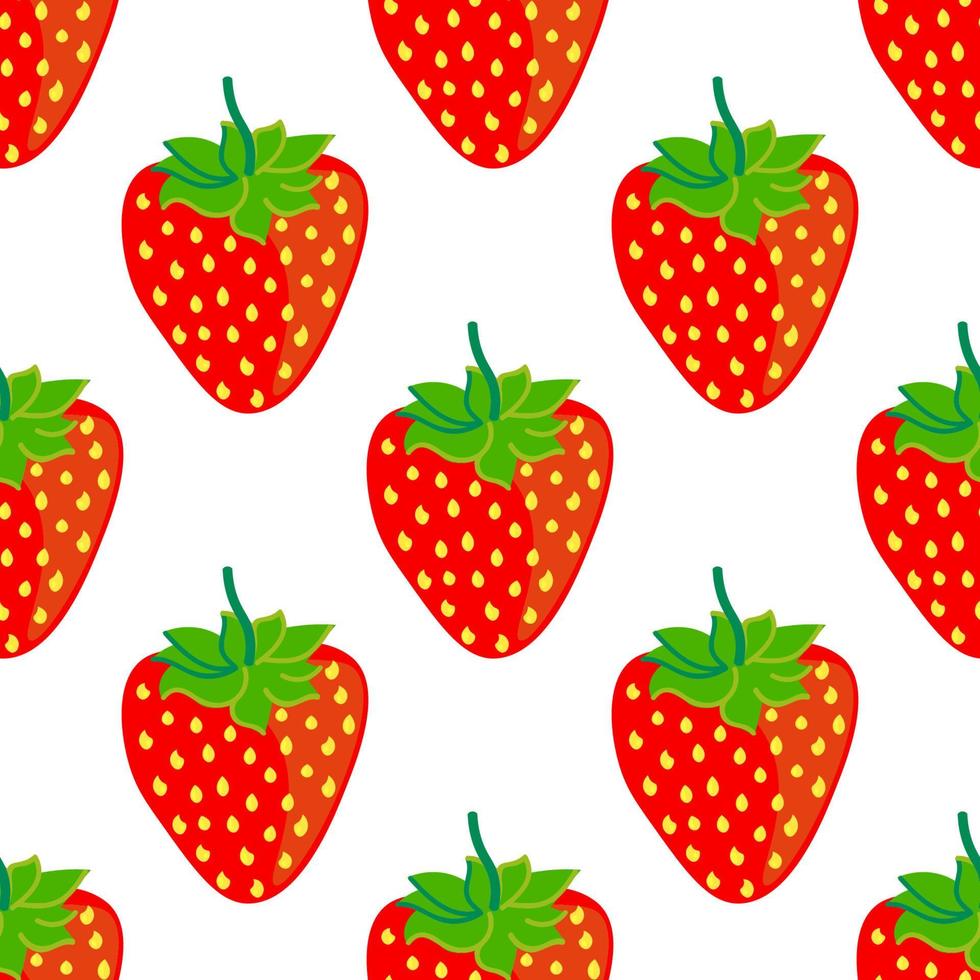 patrón sin costuras con fresa roja de dibujos animados. fondo de frutas. vector