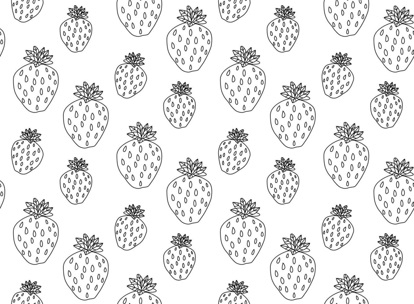Cartoon doddle strawberry seamless pattern. Summer fruit background. Infinity berry card. vector