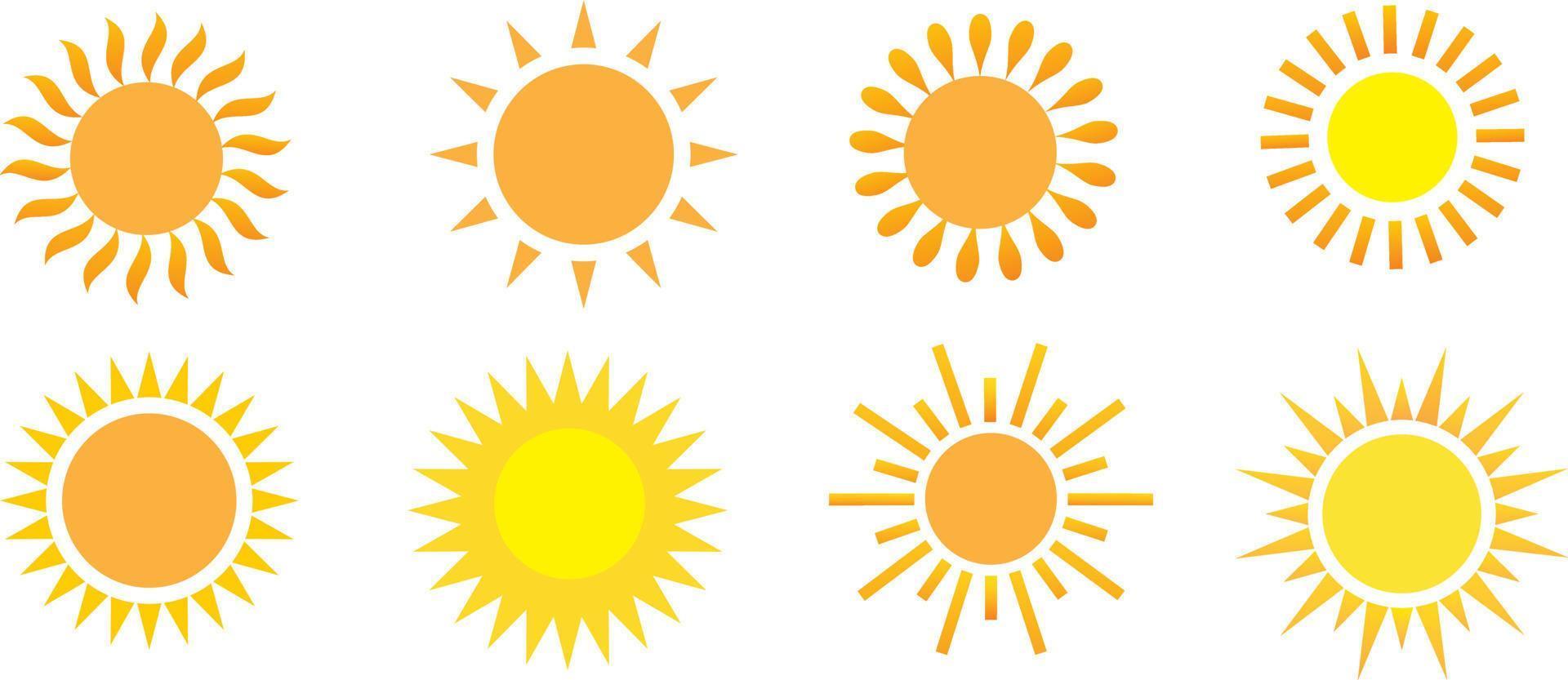 Sun Sign Thin Line Icon Design Templates Symbol of Star. Vector illustration of Different Types Suns