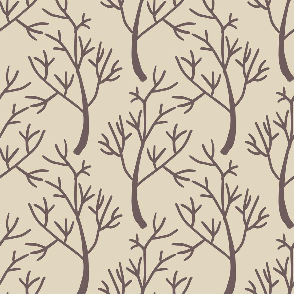 Cute cartoon branches seamless pattern. Background  with plant, branch. Wrapping paper, textile. vector