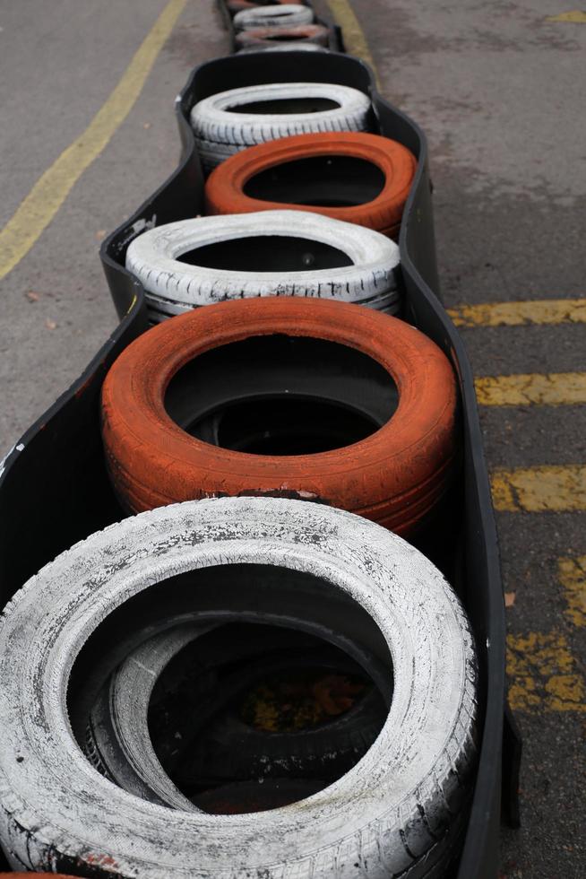 karting track area colorful tires fun adrenaline photo