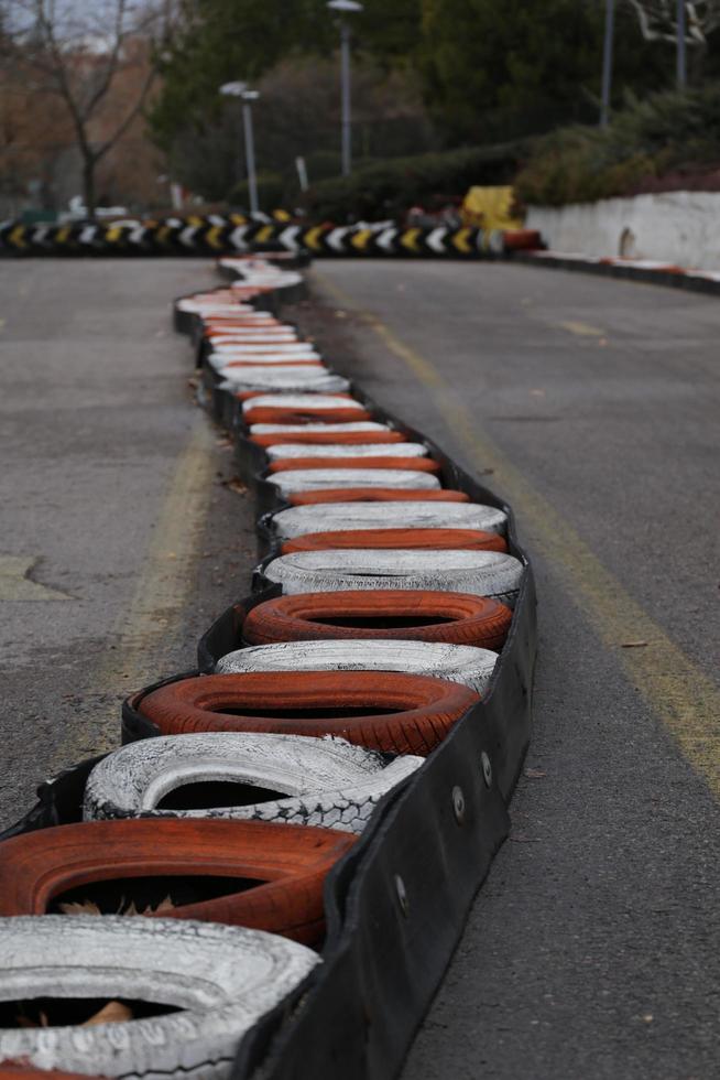 karting track area colorful tires fun adrenaline photo