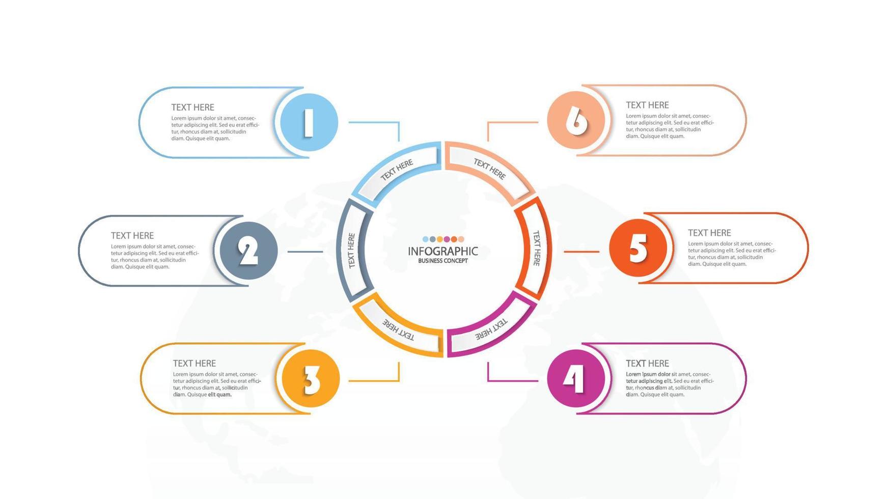 Basic circle infographic template with 6 steps, process or options, process chart, vector