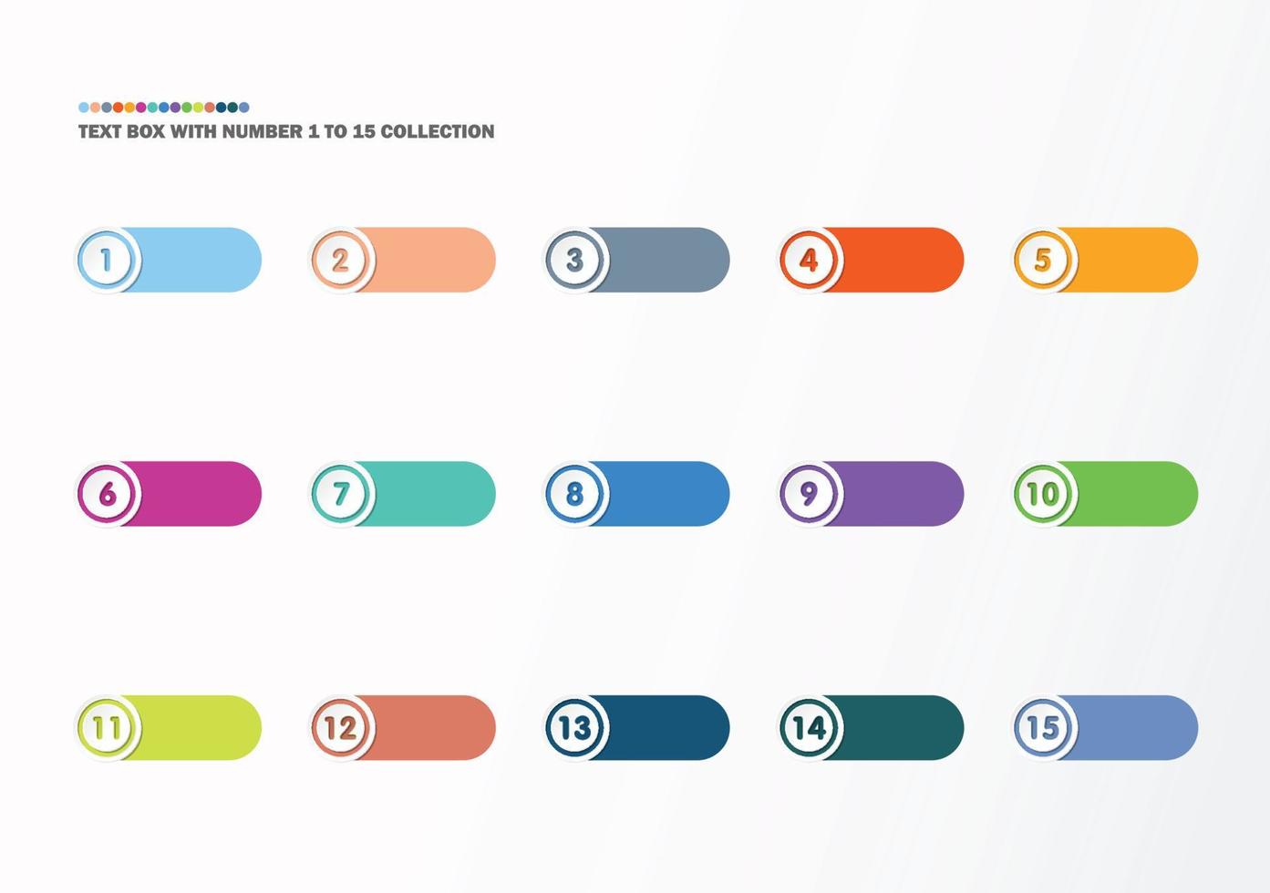 Bullet with number collection. Numbers from 1 to 15. vector