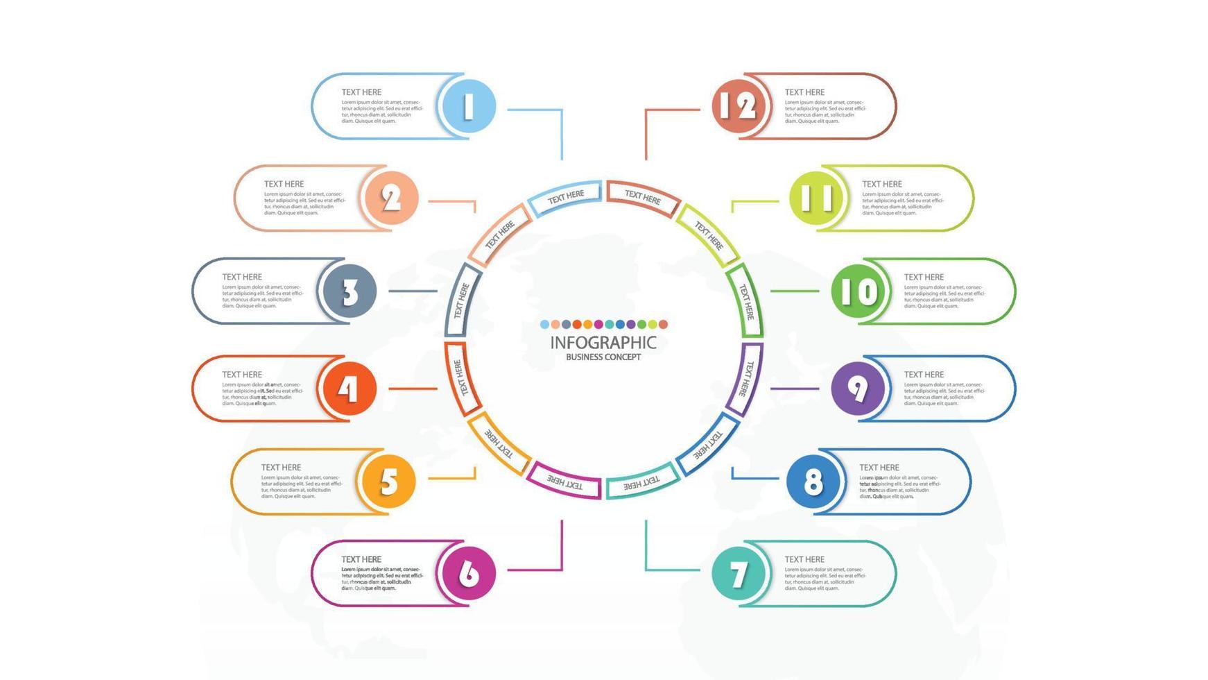 Basic circle infographic template with 12 steps, process or options, process chart. vector