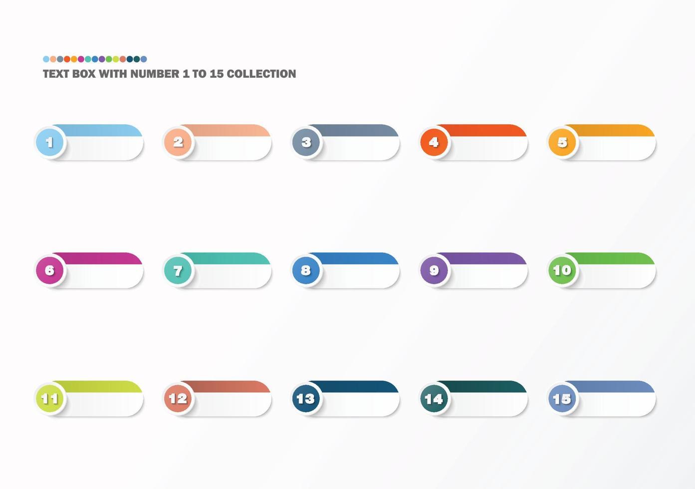 Bullet with number collection. Numbers from 1 to 15. Infographic buttons and points. vector