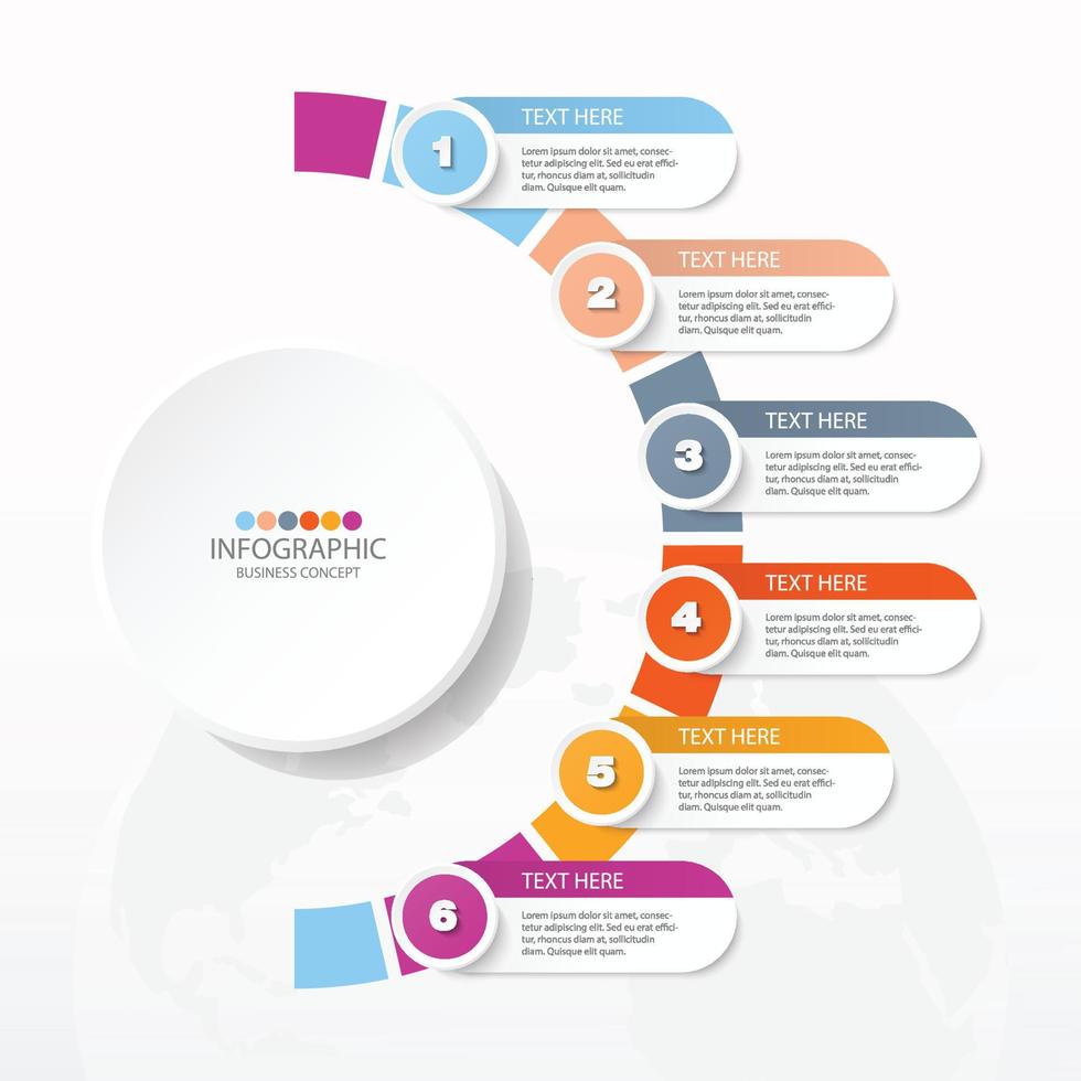 Basic circle infographic template with 6 steps, process or options, process chart. vector