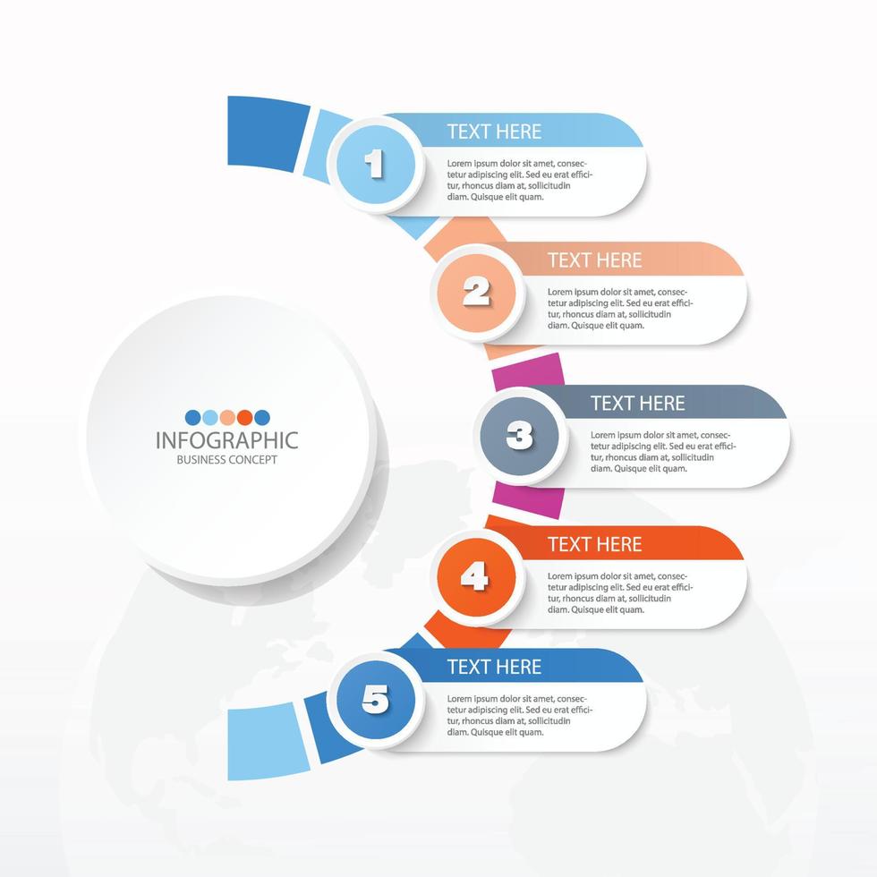 Plantilla de infografía de círculo básico con 5 pasos, proceso u opciones, diagrama de proceso, utilizado para diagrama de proceso, presentaciones, diseño de flujo de trabajo, diagrama de flujo, infografía. ilustración vectorial eps10. vector