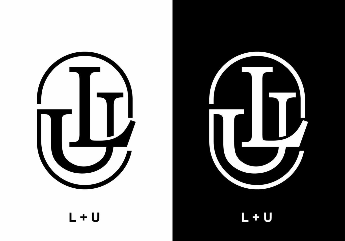 LU initial letter in oval shape vector