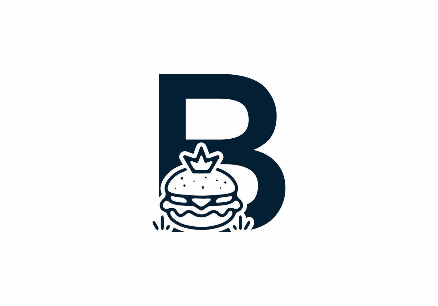 Merger shape of B initial letter with burger and crown vector