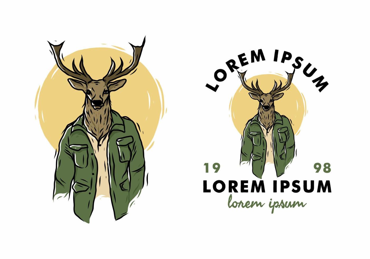 Man with deer head illustration drawing vector