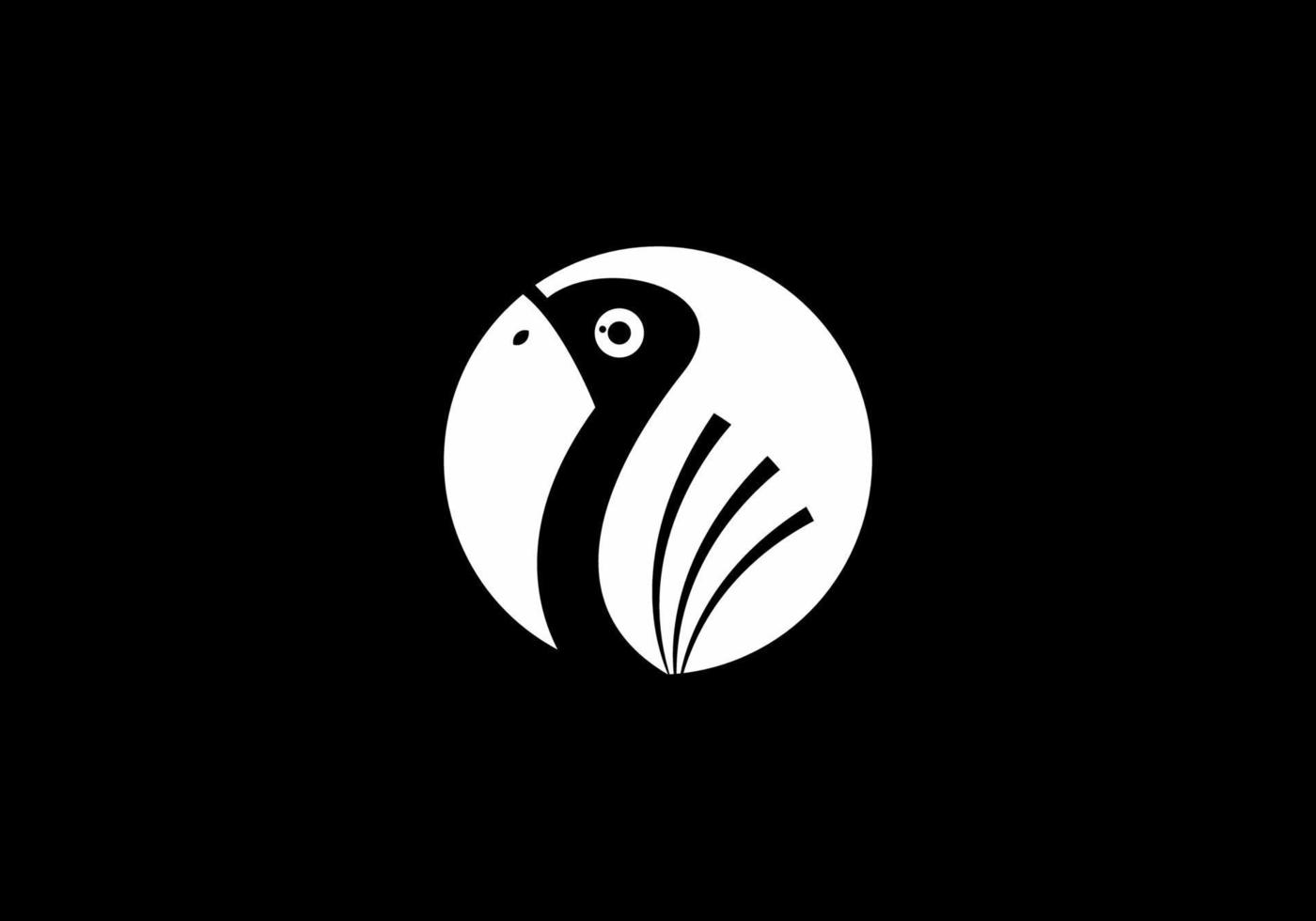 monograma blanco y negro de pájaro circular vector