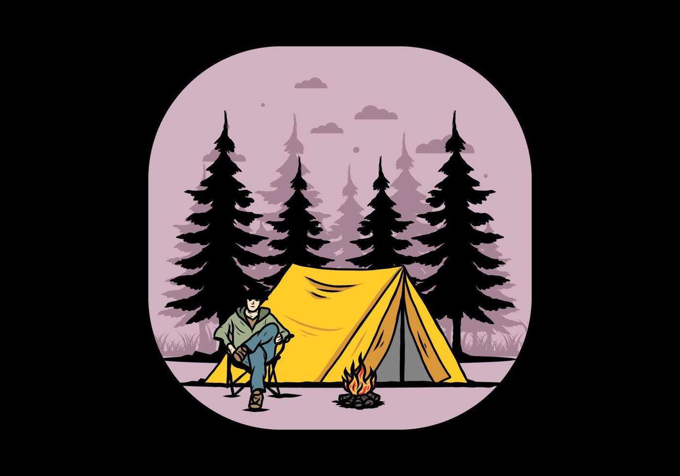 Relax in front of the tent illustration vector
