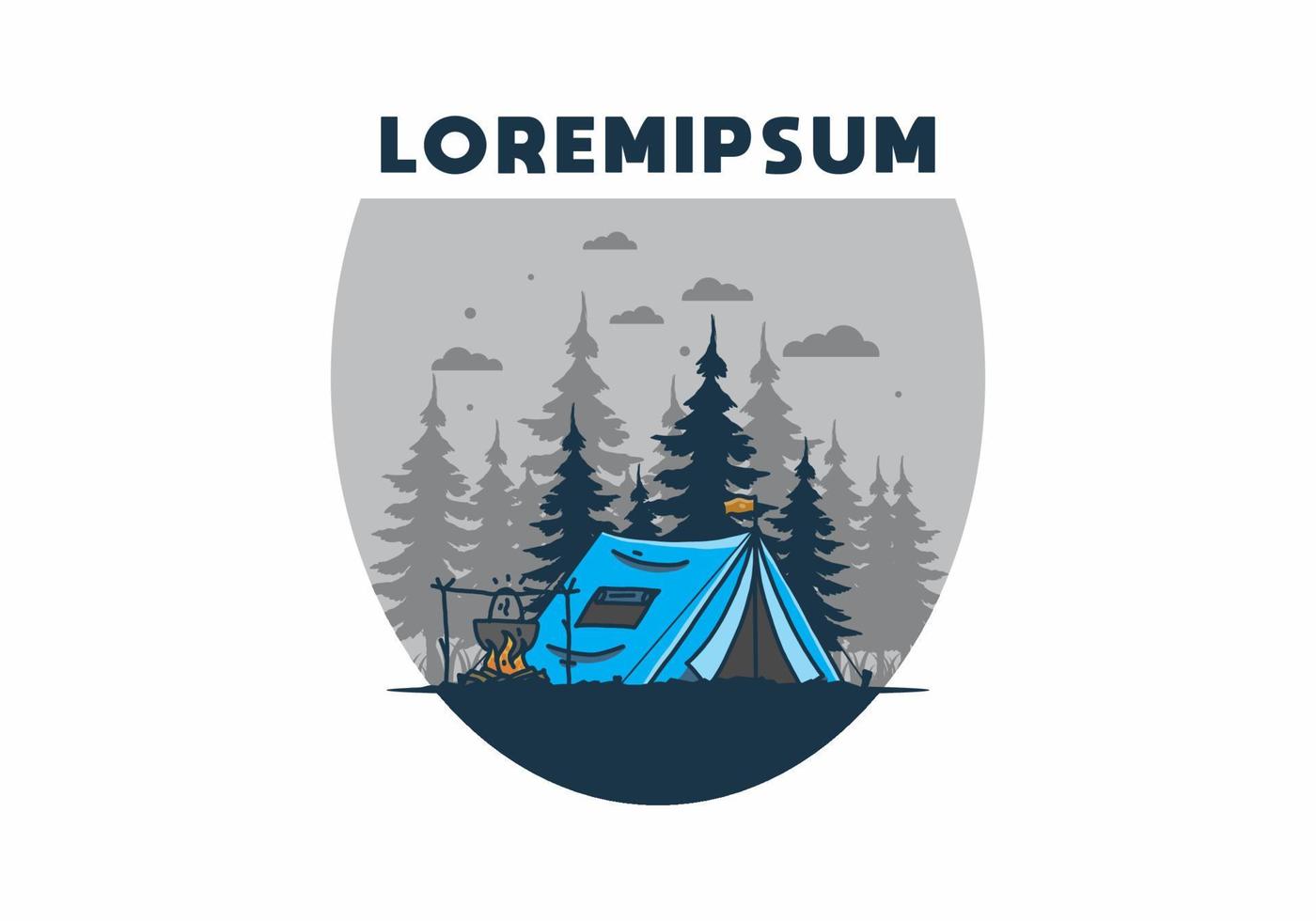 Camping and cooking in nature illustration vector