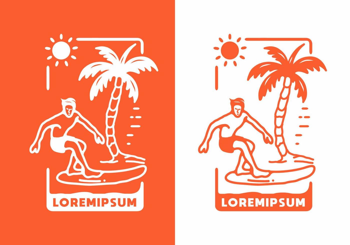 Man surfing line art illustration vector