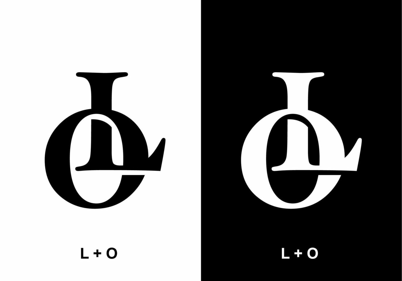 LO initial letter black and white vector
