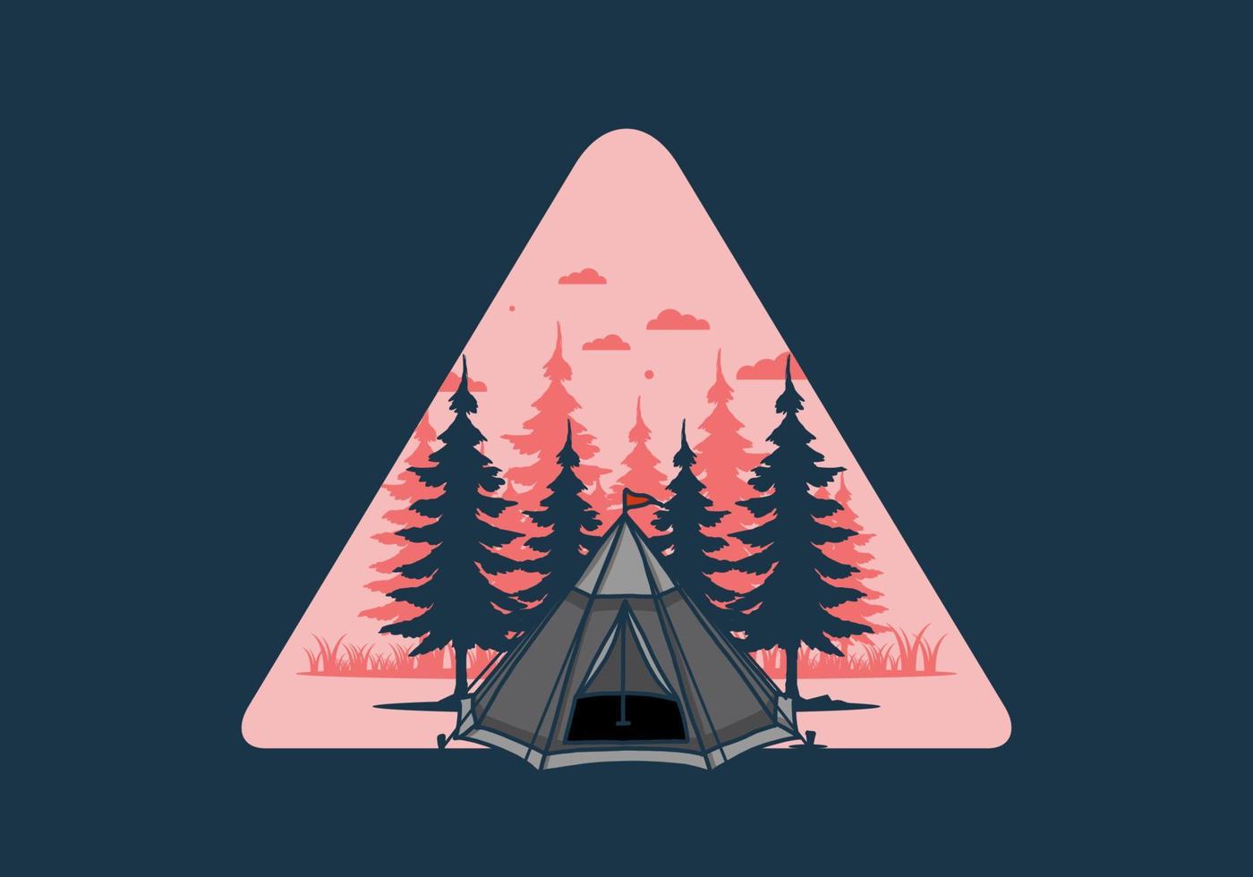 carpa cónica y pinos ilustración vector