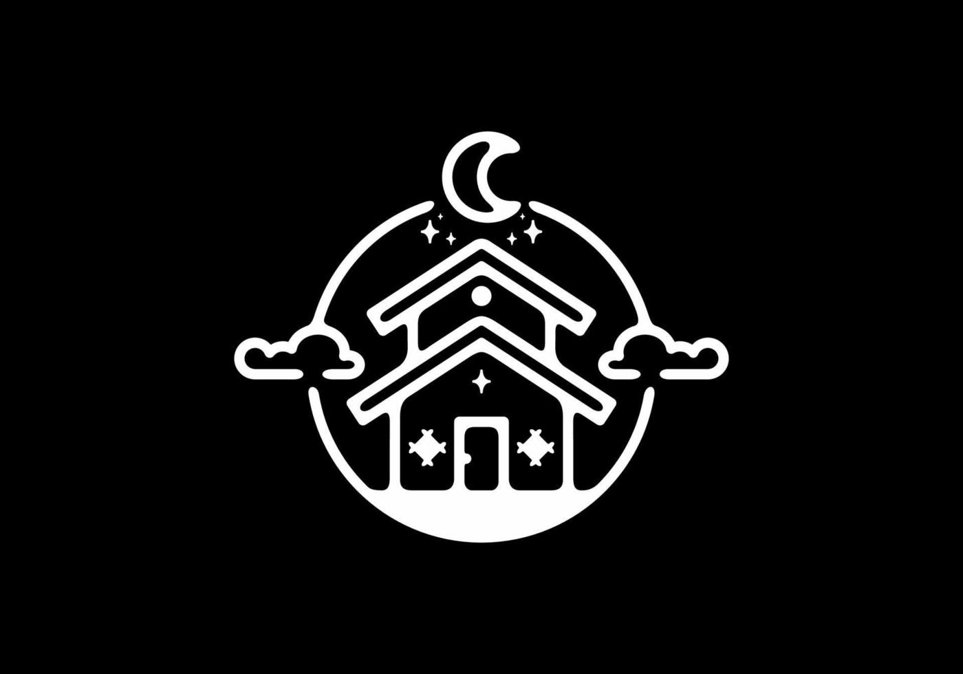 Line art illustration of two floor house vector