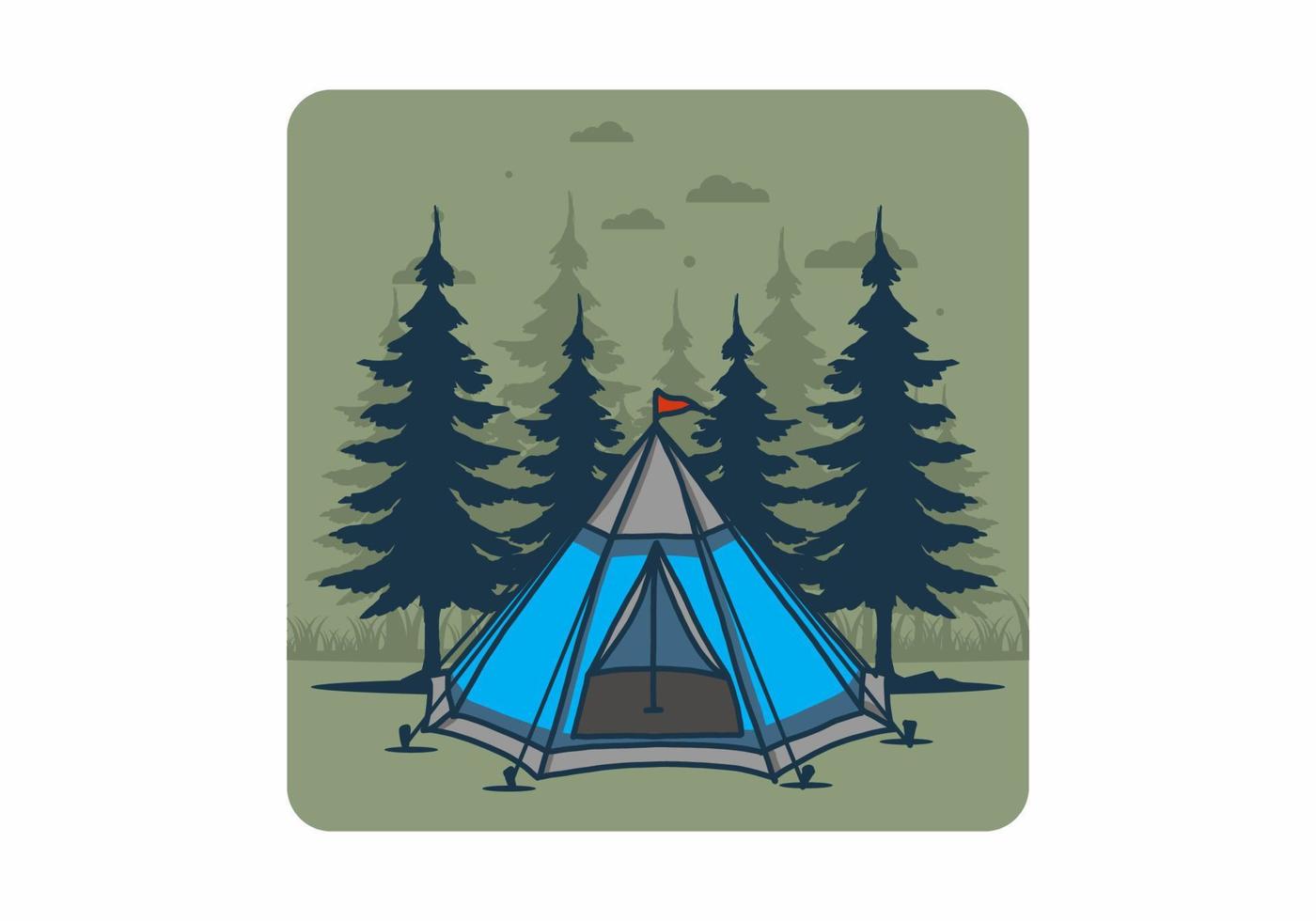 carpa cónica y pinos ilustración vector