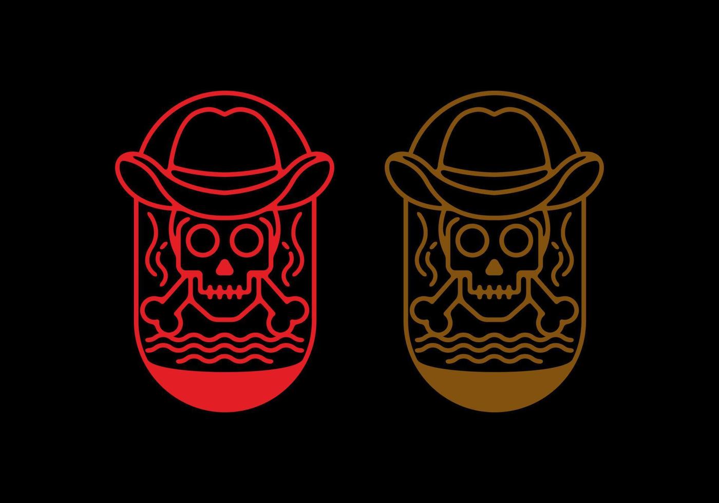 Line art of skull and cowboy hat vector