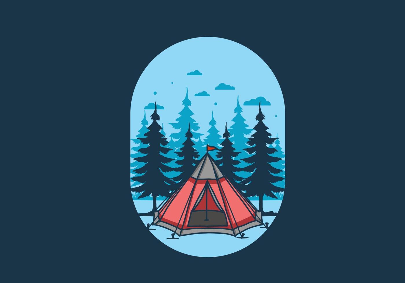 Cone tent and pine trees illustration vector