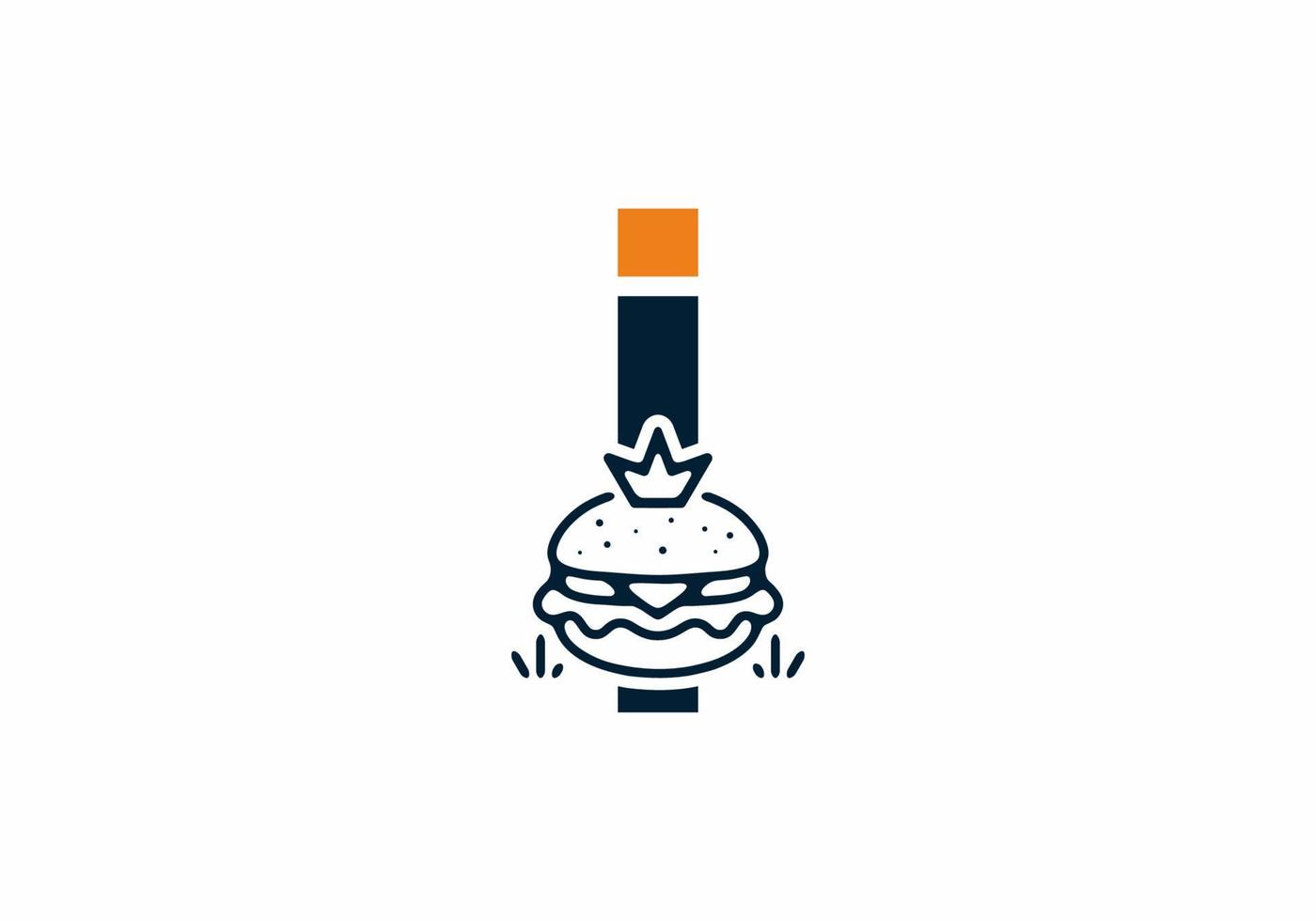 Merger shape of I initial letter with burger and crown vector