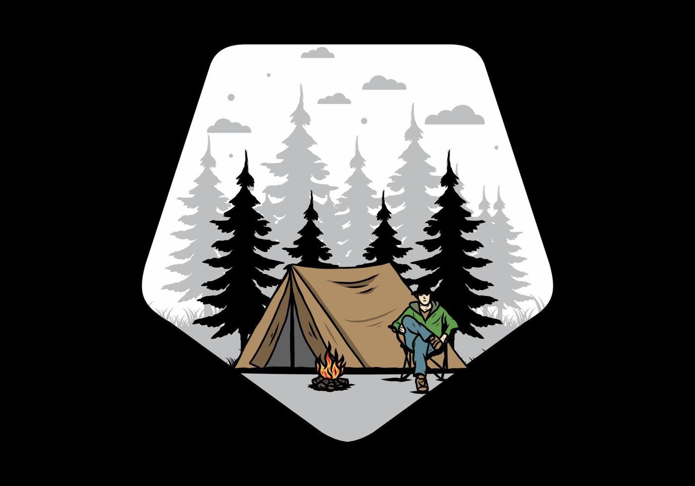 Relax in front of the tent illustration vector