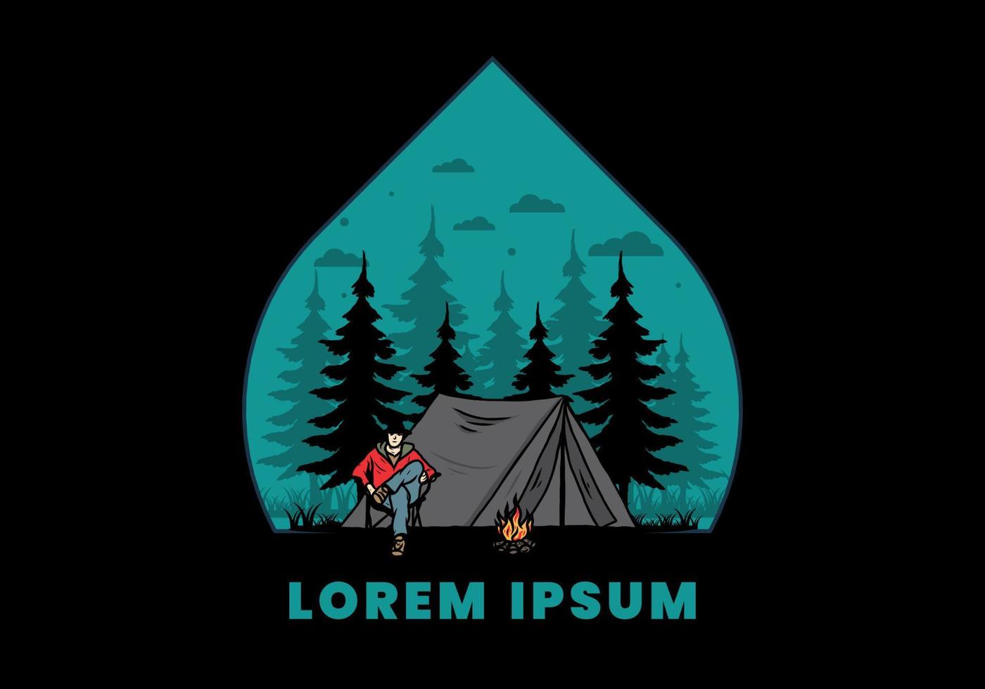 Relax in front of the tent illustration vector