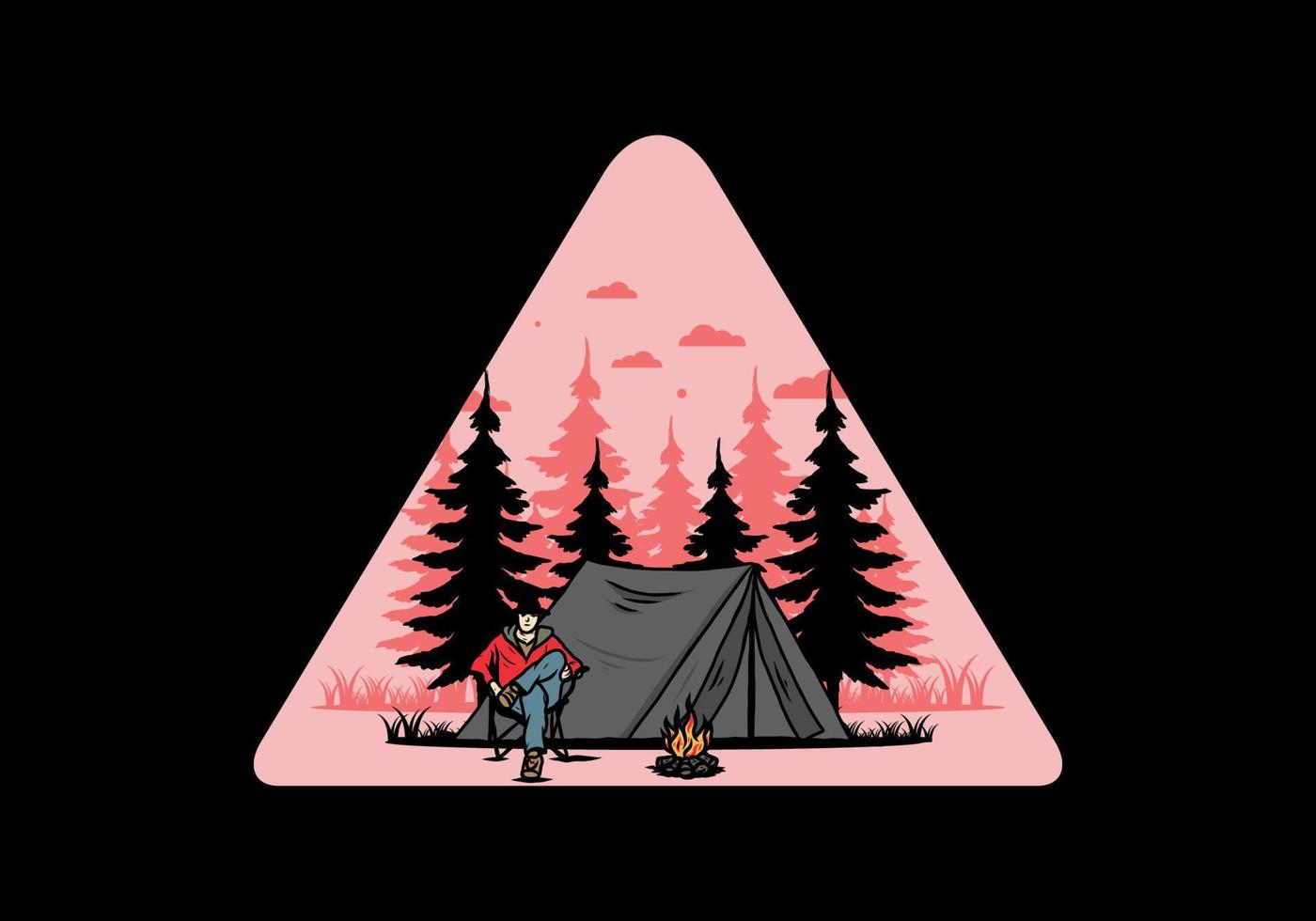 Relax in front of the tent illustration vector